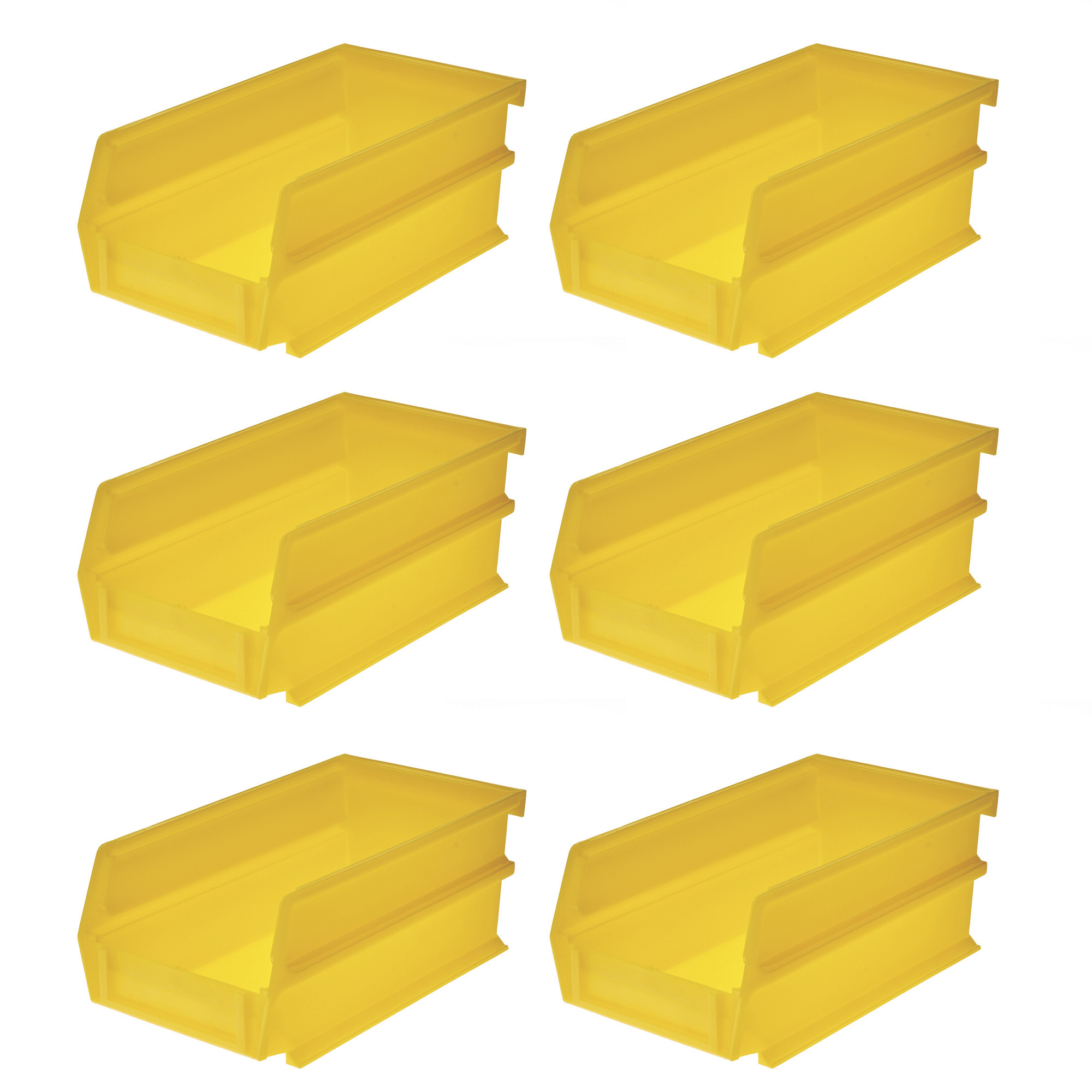 Triton Products LocBin Hanging and Interlocking Bins, 6-Pk., Yellow, 7 3/8in.L x 4 1/8in.W x 3in.H, Model# 3-220Y-6